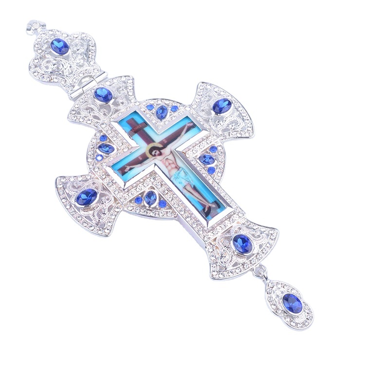 Promotion de prière de L'église du D'art Populaire Grec Produits Alliage Saint Chrétien Orthodoxe Argent Croix Pectorale pour Prêtre