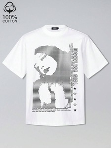 เสื้อยืดแขนสั้นสีขาวสำหรับผู้ชาย ดีไซน์ทันสมัย พิมพ์ลายกราฟิก ปรับแต่งได้ เหมาะสำหรับทั้งชายและหญิง.F10 - Product Image 2