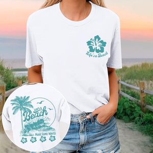 Camiseta de Playa Hawaiana FOXA para Mujer, 100% Algodón, Transpirable, con Estampado Tropical, para Vacaciones de Verano - Product Image 5