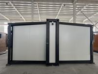 Maison préfabriquée portable avec toit plat à double aile, largeur pliée de 700 mm seulement, cuisine et salle de bain complètes