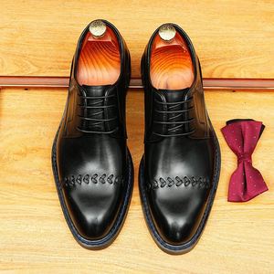 Zapatos de Hombre de Alta Gama, Formales, Transpirables, Modernos, con Cordones, de Piel Auténtica, Estilo Británico - Product Image 1