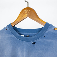 T-shirt Homme Vintage Délavé à l'Acide Coupe Boxy Effet Usé Oversize Streetwear Déchiré à Trous Manches Courtes Personnalisé