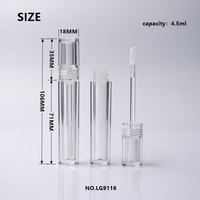 Tubes de rouge à lèvres vides en plastique transparent de 4 ml, personnalisables OEM/ODM, avec bouchon à vis, options de couleur personnalisées, vente en gros directe usine Guangdong