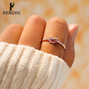 Anillo <span class=keywords><strong>de</strong></span> Nudo <span class=keywords><strong>de</strong></span> Circonita Rosa Oro Rosa Fino para Mujer, <span class=keywords><strong>Plata</strong></span> <span class=keywords><strong>de</strong></span> Ley 925, Anillos Sencillos, Joyería <span class=keywords><strong>de</strong></span> Moda <span class=keywords><strong>de</strong></span> Diseñador Personalizado al por Mayor - Product Image 2