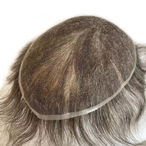 Yüksek kaliteli peruk ince saç parçası ön tek knot doğal görünümlü peruk erkekler için - Product Image 5