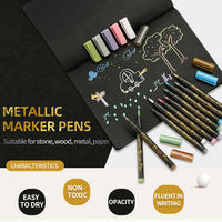 Marqueurs pinceaux métalliques 10 couleurs, marqueurs permanents à base d'eau pour l'art sur papier, la peinture et la création de cartes, pour enfants