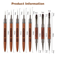 Pinceau liner à manche bois de santal, stylo nail art à double tête ultra-fin à pointe aiguille pour dessin floral, stylo gel UV à long manche, pinceaux assortis