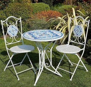 Jardín exterior Patio Taberna Juego de comedor exterior plegable de metal blanco - Product Image 1
