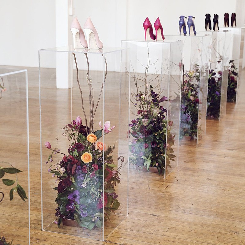 HUSPOO Lot De 2 Supports De Fleurs En Acrylique - Décoration De Table - Support Transparent - Socle Pour Mariage, Fête, Centre De Table - Décoration