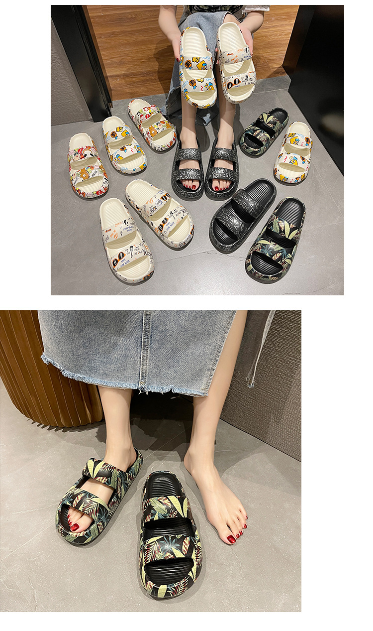 Summer Women Printed Slides Shoes EVA Thick Soled Non Slip Slippers Sandals Men
