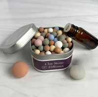 Ensemble de boules d'argile d'aromathérapie dans une boîte en étain, diffuseur d'huiles essentielles portable en pierre pour la maison, la voiture, le bureau, désodorisant d'air