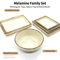 Bol en mélamine rustique moucheté, bord brûlé vintage, finition mate, qualité alimentaire, pour salade, idéal pour la maison, les restaurants et les hôtels