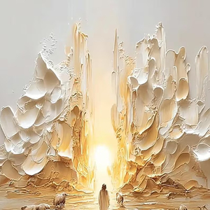 Peinture à l'huile texturée faite à la main Jésus Pasteur avec les brebis Art mural chrétien sur toile avec cadre en bois - Décoration intérieure - Product Image 2