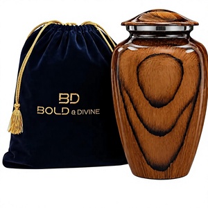 Brown Classic Deer Art Cremation <b>Urn</b> for Adult Ashes Funeral Memorial with Decorative <b>Large</b> Aluminium Classic <b>Urn</b> Velvet Bag - Product Image 2