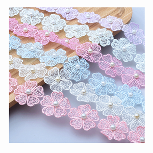 Merletto cucito per abito perlato Organza ricamo fai da te accessori per abiti fatti a mano <span class=keywords><strong>love</strong></span> pizzo a cinque foglie di pizzo con perline - Product Image 1