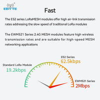 Module de port série sans fil Ebyte ODM EWM521 2,4 GHz LoRa MESH, émetteur-récepteur UART 2 Mbps, longue portée, auto-routage, auto-guérison