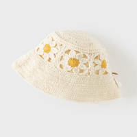 DB1263386 DAVE BELLA Sombrero para Niños, Sombrero de Verano para Niñas, Moda Casual para Exteriores, Sombrero para el Sol con Flores, Sombrero Tejido de Algodón Puro
