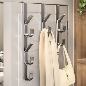 Door Hanger With Vertical Strips No Drilling Required For Clothes And Bags Bedroom Bathroom Over Door Coat <b>Hooks</b> - Product Image 1