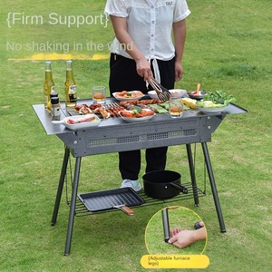 Ngoài Trời Thép Không Gỉ Gấp Nướng Thịt Nướng Mới Dày Hộ Gia Đình Than Nướng BBQ Nướng Cho Cắm Trại Du Lịch BBQ Nướng - Product Image 5