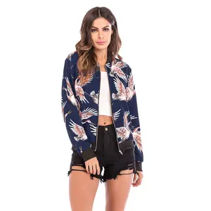 Custom Long Summer And Sport Coat For Autumn Jacket Breathable Women'S Casual Printed Loose Bomber Jacket