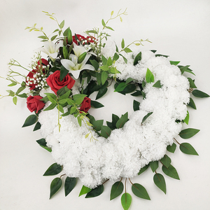 Arreglos florales funerarios <span class=keywords><strong>de</strong></span> alta calidad, corona <span class=keywords><strong>de</strong></span> clavel <span class=keywords><strong>de</strong></span> Rosa y corazón, corona <span class=keywords><strong>de</strong></span> flores artificiales, decoración <span class=keywords><strong>de</strong></span> cementerio - Product Image 6