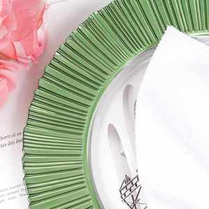 Assiettes de présentation en verre transparent de 13 pouces avec bordure verte pour mariages, anniversaires et diverses occasions - Product Image 5