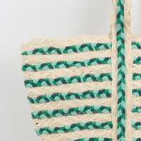 Sac de plage tressé vert pour femme, sans bandoulière, doublure en polyester, grande capacité, loisirs, vacances