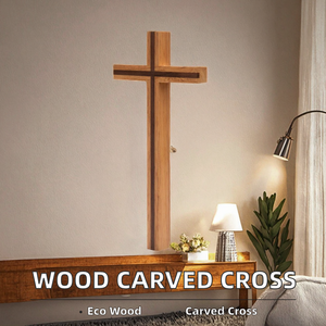 Cruz Cristiana de Madera Hecha a Mano para Colgar en la Pared, Crucifijo Decorativo Rústico, Cruz Religiosa para el Hogar, Iglesia, Sala de Oración, Capilla - Product Image 2