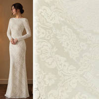 Tissu en dentelle de coton brodé, motif floral ajouré, respirant, écologique, doux, pour robe de mariée