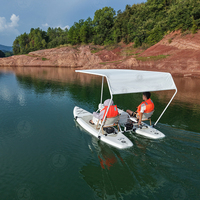 Bateau ponton gonflable électrique populaire pour 2 personnes avec auvent pare-soleil pour la pêche et les loisirs
