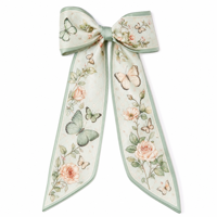 Écharpe longue et étroite en satin de soie personnalisée à imprimé floral, ruban pour cheveux, bandeau de mode pour femme, écharpe pour queue de cheval