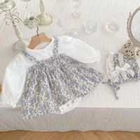 Conjunto de 2 Piezas Engepapa para Bebé Niña: Vestido de Fiesta de Algodón 100% con Manga Larga y Gorro Lindo para Otoño