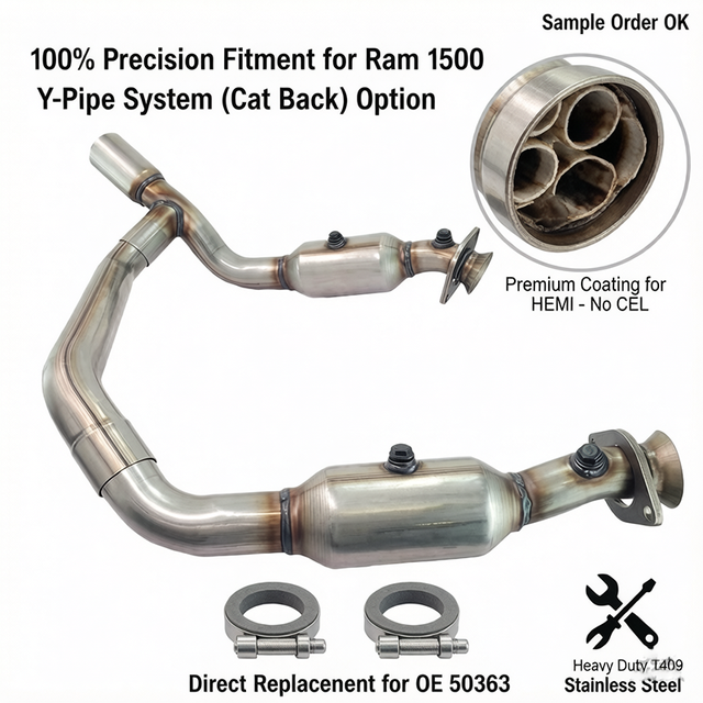 Y-Pipe Catalytic Converter for Dodge Ram 1500 5.7L V8 HEMI 2009-2018 Front OE 50363 49664 50554 16584 Direct Fit No CEL