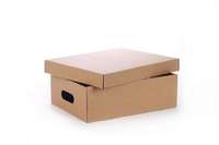 Boîte d'expédition robuste à double paroi, carton ondulé 5 plis, taille personnalisée, poignée recyclable, finition UV sélective, pour déménagement et emballage.