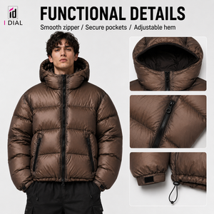 Piumino da <span class=keywords><strong>Uomo</strong></span> Personalizzato con Cappuccio, Modello Corto <span class=keywords><strong>Nero</strong></span> Imbottito, Taglie Forti, Invernale, di Alta Qualità, Vendita all'Ingrosso dai Produttori - Product Image 3
