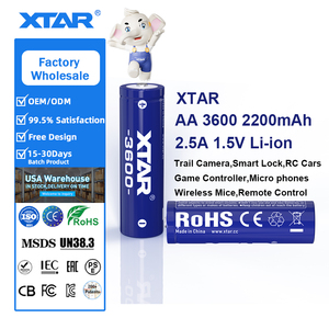 Batterie <span class=keywords><strong>rechargeable</strong></span> à semi-conducteurs XTAR nouvelle génération <span class=keywords><strong>AA</strong></span> 3600mWh 1.5V certifiée CE, 1200 cycles, pour appareil audio sans fil - Product Image 1