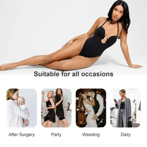 HEXIN Invisible Women Body Shaper Bra Fat Tummy Control Deep V Neck Body Shaper Party Wear Shapewear For Women