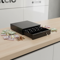 Caisse enregistreuse automatique 5 billets avec tiroir-caisse et terminal de point de vente, en ABS noir, pour usage bureautique