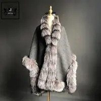 Neue Mode Frauen Warm Real Fox Pelz kragen Echte Pashmina Kaschmir Schal Wrap Schal