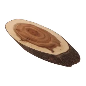 Tabla de cortar rústica de madera ovalada, bandeja para servir queso, madera de Acacia con tabla para picar ladridos