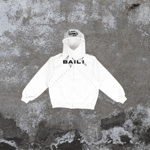 Nouveau sweat à capuche oversize personnalisé avec broderie, blanc, streetwear, fermeture éclair, pour homme, haut décontracté ample - Product Image 1