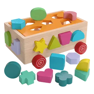 어린이 장난감 자동차 어린이 지능형 교육 나무 장난감 노크 피아노 모양 일치 트레일러 교육 장난감 카트