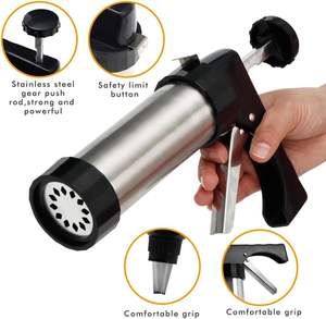 <span class=keywords><strong>Kit</strong></span> de presse à biscuits en acier inoxydable avec 13 disques à biscuits de formes différentes, 8 embouts de pâtisserie pour la décoration de pâtisserie, formes de cœur, de fleur et de carré - Product Image 6