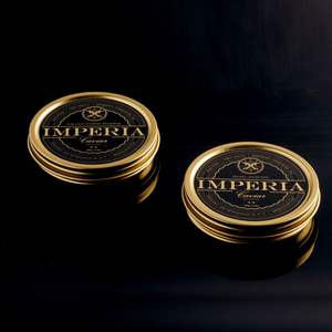 Benutzer definierte gefrorene wasserdichte Luxus Goldfolie geprägte Fischeier Schwarzer Stör Zinn Kaviar Blechdose Etiketten aufkleber für Kaviar - Product Image 6