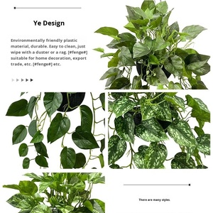Jardinière suspendue artificielle Pothos-<span class=keywords><strong>Vigne</strong></span> au toucher réel avec feuilles tachetées, <span class=keywords><strong>vrilles</strong></span> simulées pour <span class=keywords><strong>la</strong></span> décoration suspendue du salon - Product Image 4