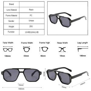 Gafas de Sol de Piloto Vintage Personalizadas 2025 para Hombre y Mujer, con Remaches, Protección UV400, Lentes Verde Oscuro, Doble Puente, Cuadradas - Product Image 5