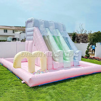 Pastell Wasser rutsche Aufblasbare Rutschen für Kinder Party verleih Splash Slide Pool Wet Dry Aufblasbare Türsteher Combo mit Gebläse