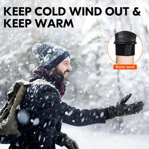 Guantes de trabajo para hombres, forro polar de piel de vaca, cabra, impermeable, cálido, a prueba de viento, color amarillo, para exterior, para invierno - Product Image 4