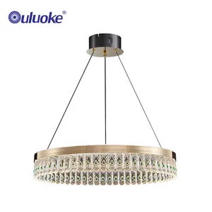 High Quality Adjustable Height Connectable Smart Speaker Living Room Aluminum Led Crystal Chandelier