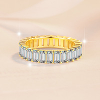 2*4&3*5mm Vollschliff Smaragd Eternity Band Ringe 925 Sterling Silber Moissanit Rhodium/Gold Plattiert Unisex Mode-Ringe